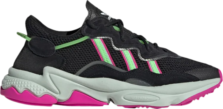 Adidas Wmns Ozweego 'Black Shock Lime Pink' sneakers, black