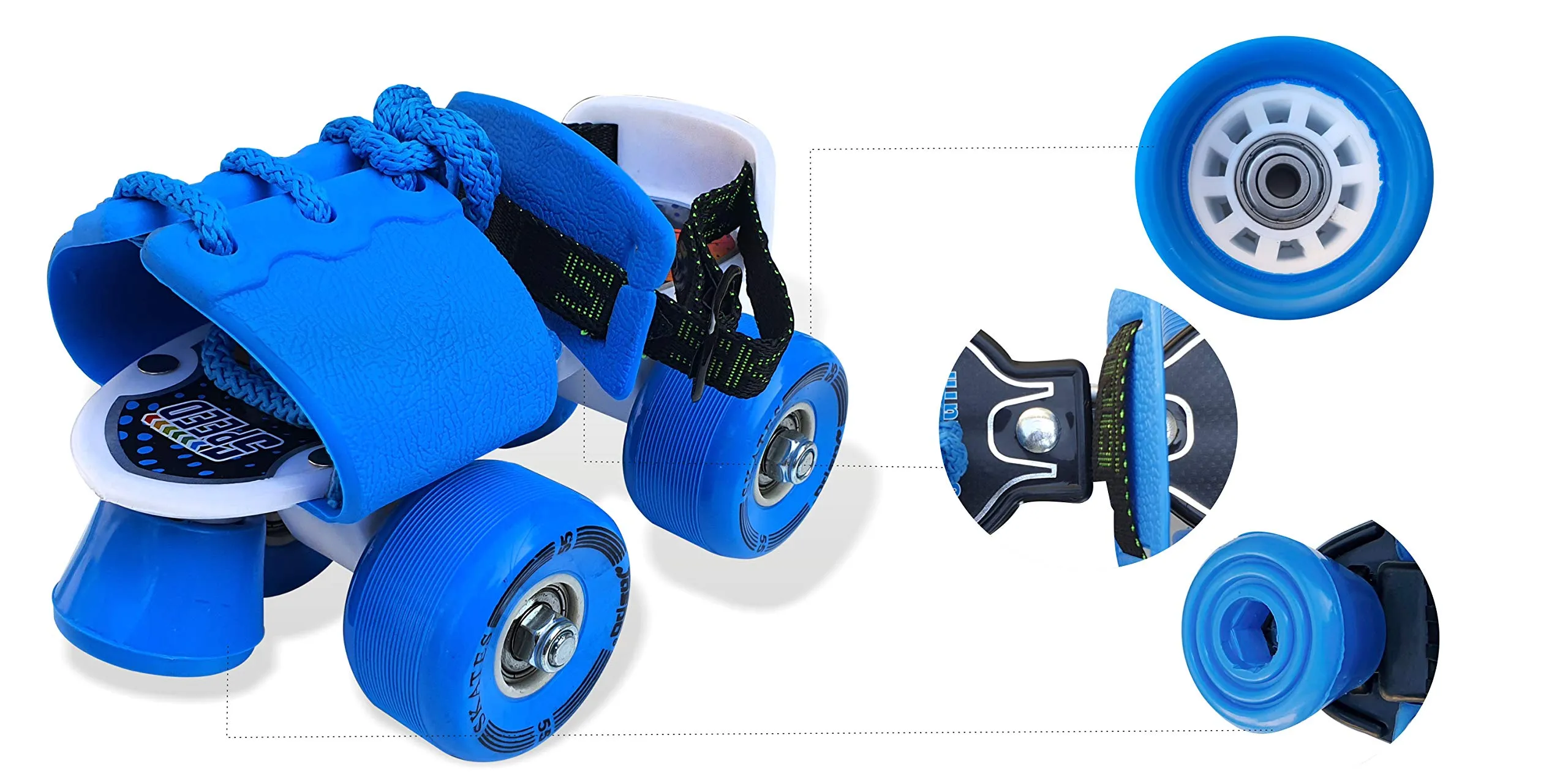 jaspo Unisex L'Il Champs Baby Kids Quad Adjustable Junior Outdoor Wheel Roller Skates Combo(Suitable For Age Group Upto 5Yrs) (Sky Blue)
