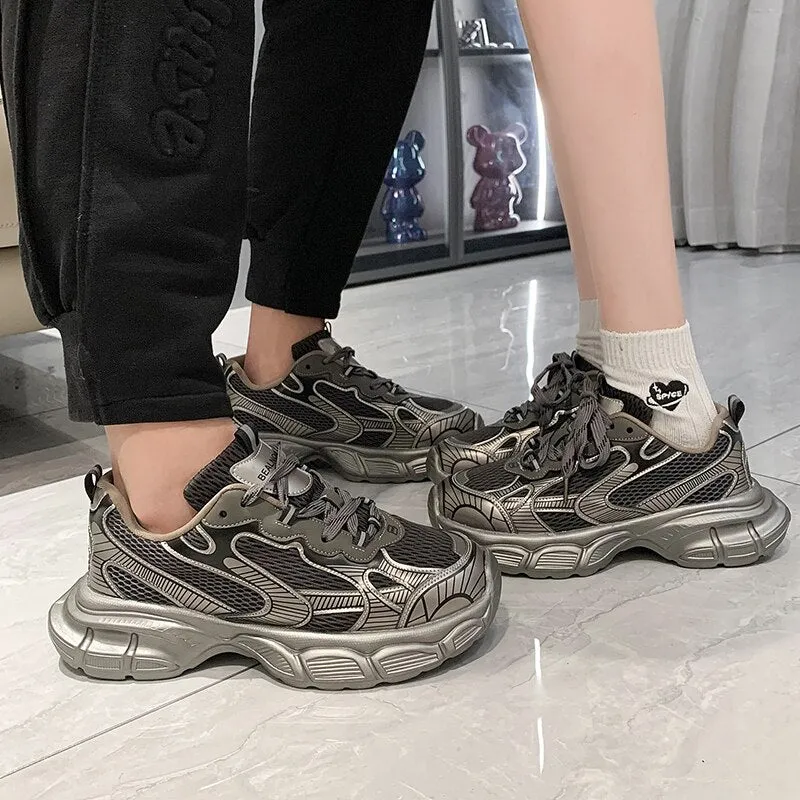 Joskaa Shoes for Women's Chunky White Luxary Sneakers Ladies Running Casual Shoes Fashion Tenis Sports Fitness Footwear