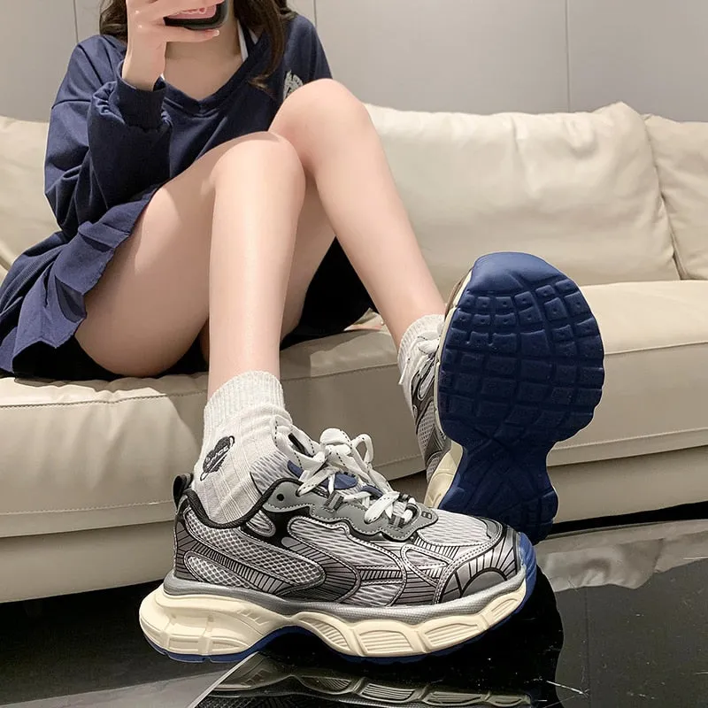 Joskaa Shoes for Women's Chunky White Luxary Sneakers Ladies Running Casual Shoes Fashion Tenis Sports Fitness Footwear