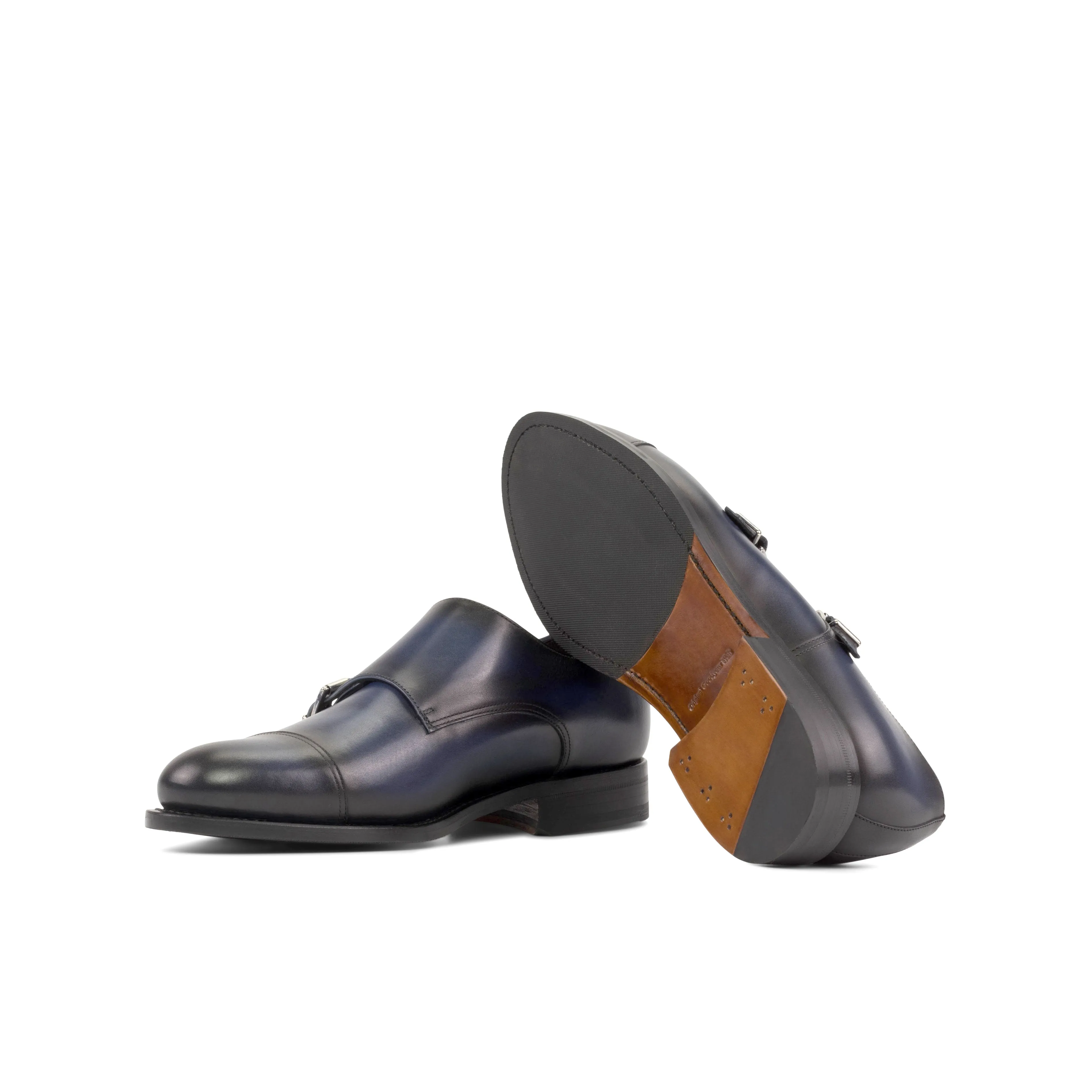 Navy Blue Double Monk Shoes