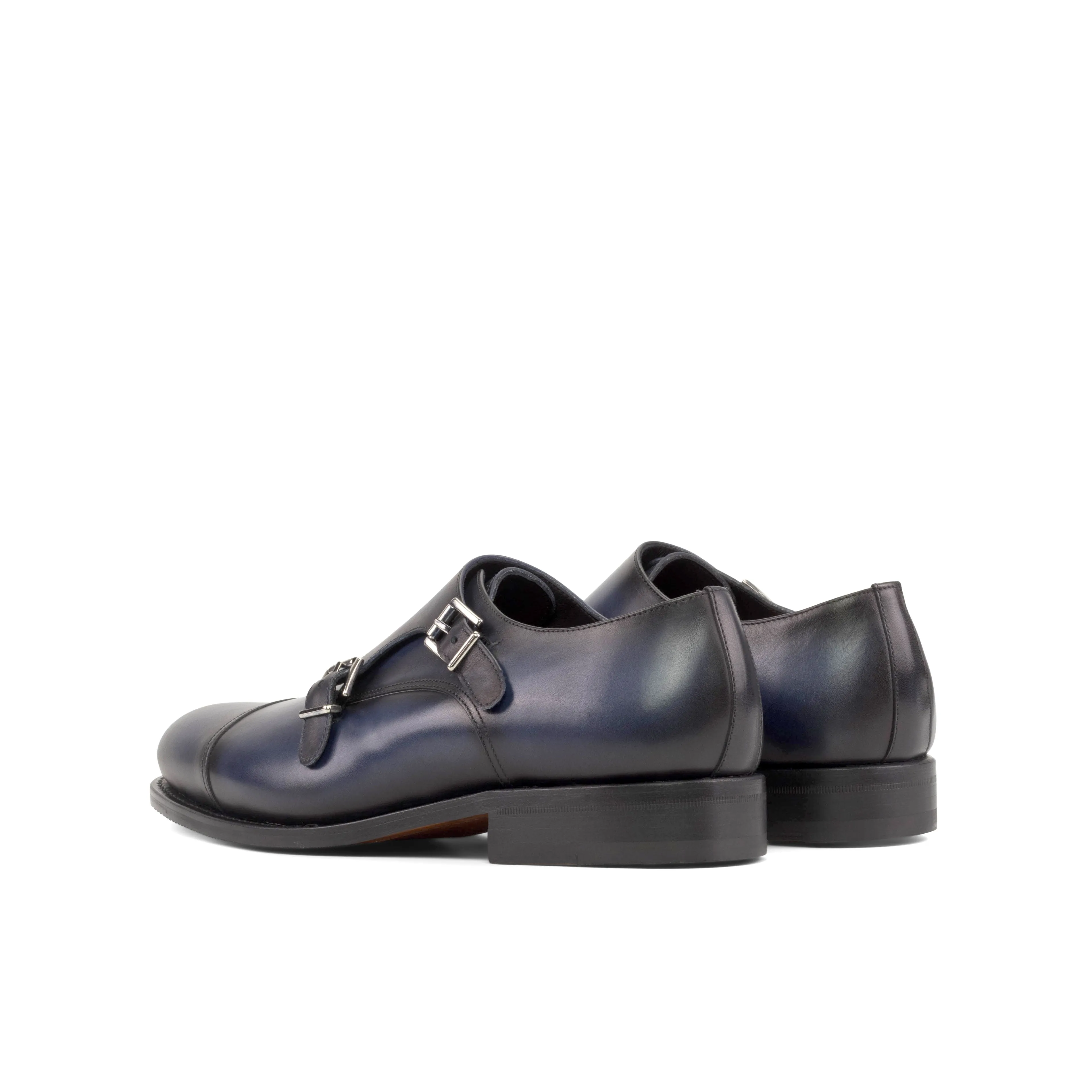 Navy Blue Double Monk Shoes