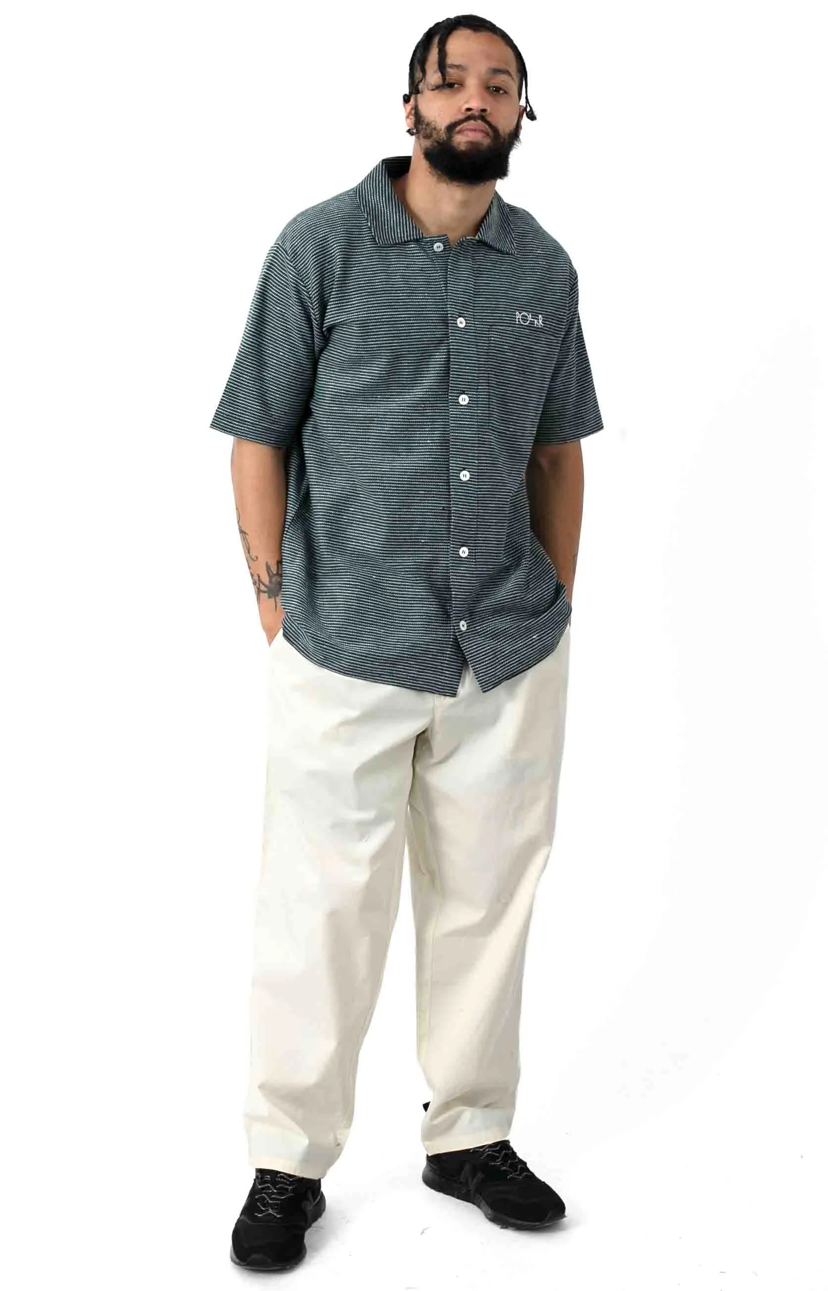 Patterned Stripe Button-Up Shirt