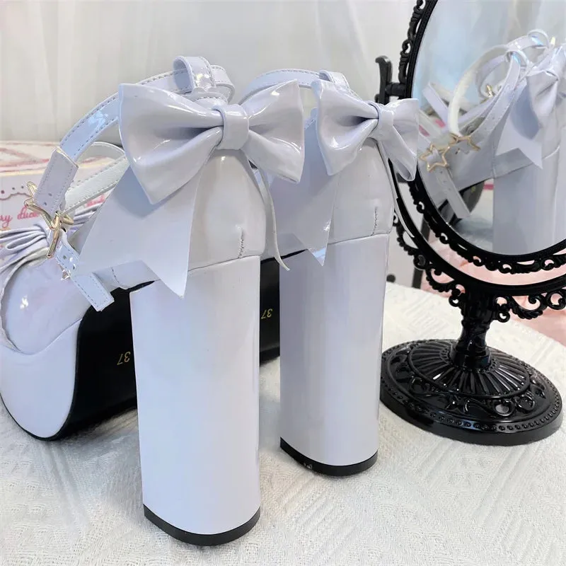 TAVIMART  -  Original High Heel Platform Shallow Mouth Round Head Lolita Women's Shoes Cosplay Japanese Sweet Loli Tea Party High Heels