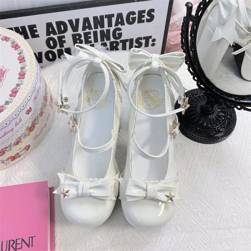 TAVIMART  -  Original High Heel Platform Shallow Mouth Round Head Lolita Women's Shoes Cosplay Japanese Sweet Loli Tea Party High Heels