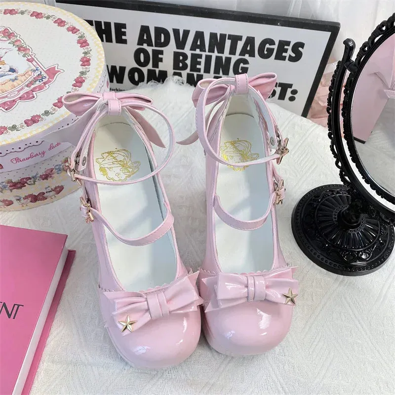 TAVIMART  -  Original High Heel Platform Shallow Mouth Round Head Lolita Women's Shoes Cosplay Japanese Sweet Loli Tea Party High Heels