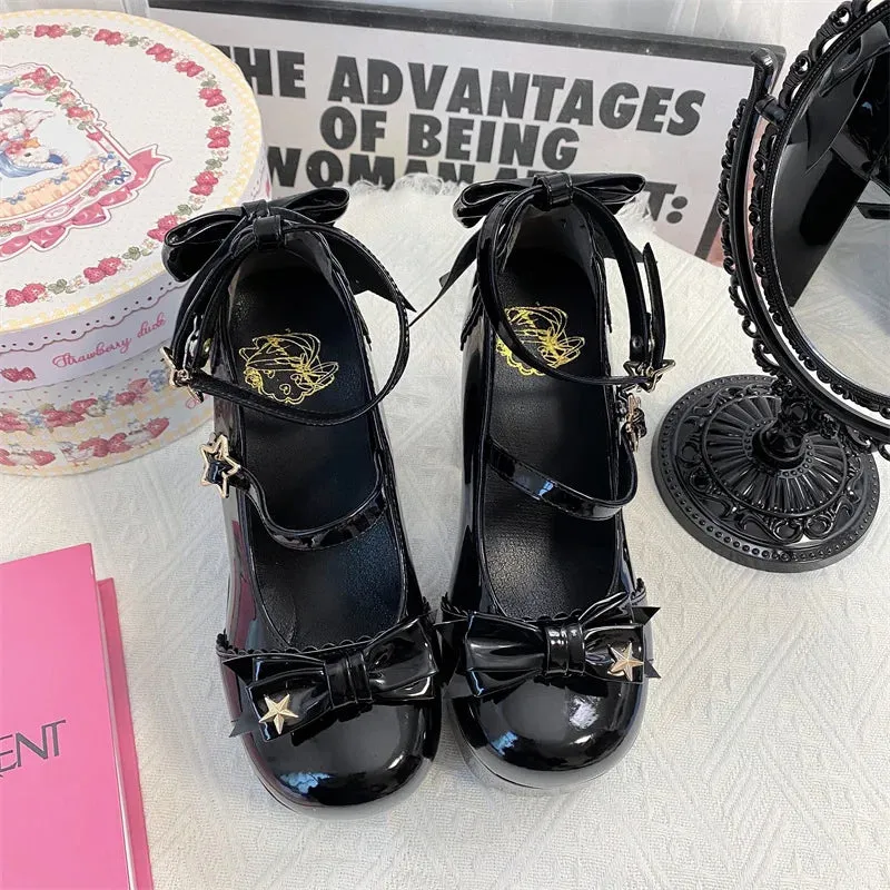 TAVIMART  -  Original High Heel Platform Shallow Mouth Round Head Lolita Women's Shoes Cosplay Japanese Sweet Loli Tea Party High Heels